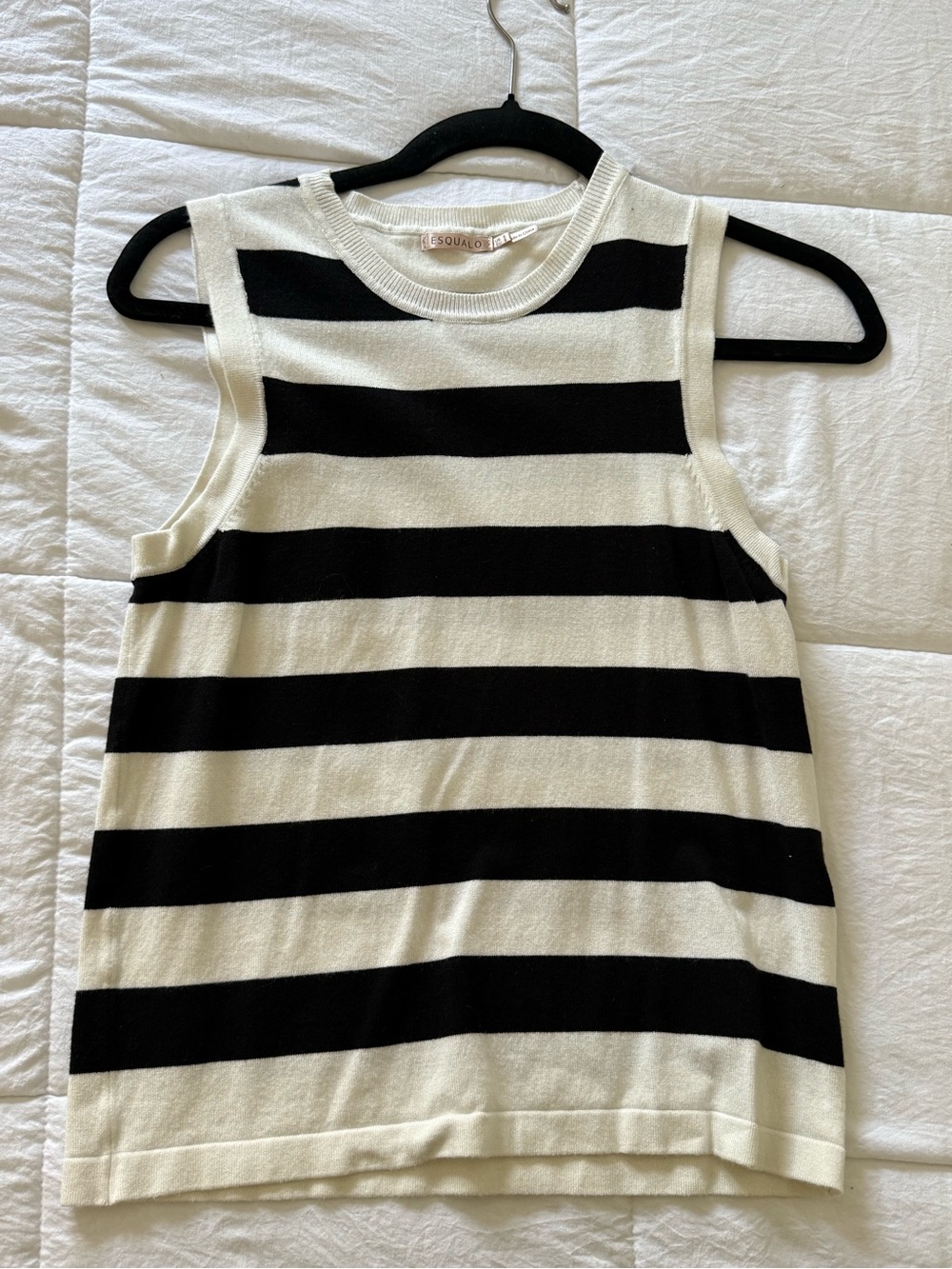 ESQUALO Black and White Striped Knit Tank